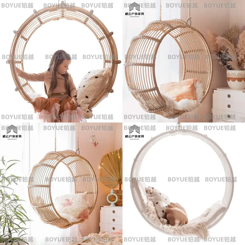 Kids Outdoor Hanging Chair - Sedia a dondolo sospesa in rattan
