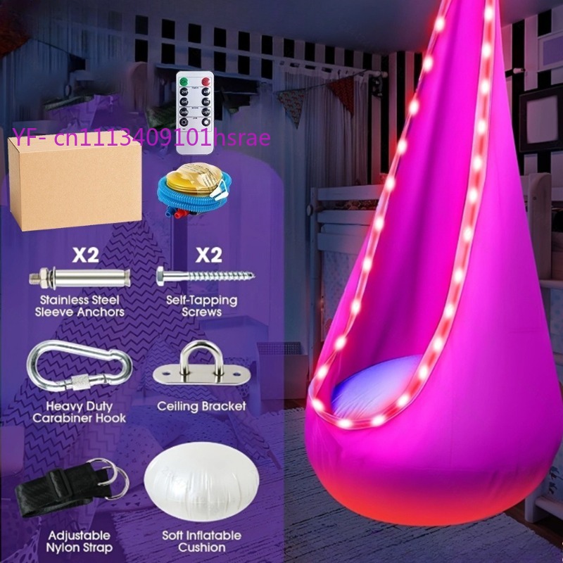 Kids Outdoor Hanging Chair - Amaca Gonfiabile Luminosa a LED, Sedia