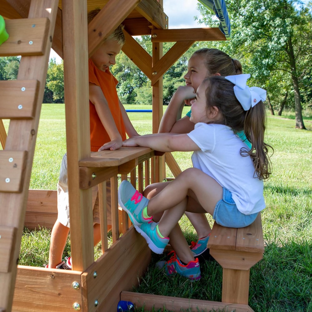 Kids Outdoor Monkey Bar Set - Altalena da Giardino in Legno di